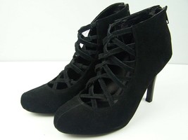 Steve Madden Women&#39;s Black Leather P-Hyper Bootie Ankle Shoes Heels Size... - $34.64