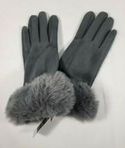 TGH Brands Coco + Carmen Touchscreen Compatible Gray Gloves with Faux Fur Trim - £40.08 GBP