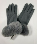 TGH Brands Coco + Carmen Touchscreen Compatible Gray Gloves with Faux Fu... - £39.49 GBP