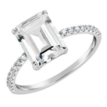 Simulated Diamond Promise Solitaire Engagement Ring White Gold Plated Silver - £84.27 GBP