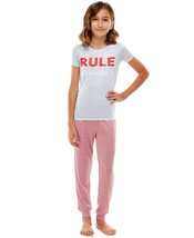 Roudelain Big Girls Sleepewear Luxe T-Shirt &amp; Jogger Pajama Set,True Stripe,XL - £20.91 GBP