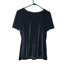 Express Velvet Shirt Blouse Short Sleeve Black Soft Womens Large - £6.75 GBP