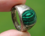 ANTIQUE STERLING SILVER ladies ring Gemstone Malachite Mexico .925 size ... - $59.99