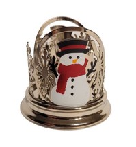 Bath &amp; Body Works Snowman &amp; Snowflakes Metal Votive Candle Sleeve Holder - £7.93 GBP