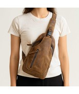 Vintage Brown Leather Sling Bag | Handmade Full-Grain Crossbody Purse fo... - $4,368.95 MXN