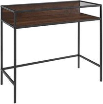 Walker Edison Trenton Contemporary 2 Tier Glass Top Compact Desk - £41.91 GBP