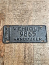 Vancouver BC British Columbia License Plate 9865 Municipal Vehicles Car 1957 - £36.97 GBP