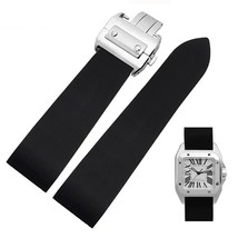 25mm Silicone Rubber Strap for Cartier Santos 100 W2020007 Watch - £21.57 GBP+