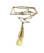 Monet Gold Tone Matte Glossy Cone Signed Pendant 27&quot; Chain Necklace EUC - $20.91