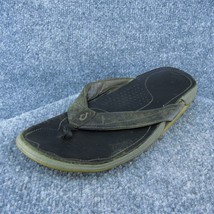 OluKai  Men Flip Flop Sandals Brown Leather Slip On Size 12 Medium - £23.34 GBP