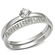 4mm Simulated Diamond Solitaire Band 925 Sterling Silver Wedding Bridal Ring Set - £88.27 GBP