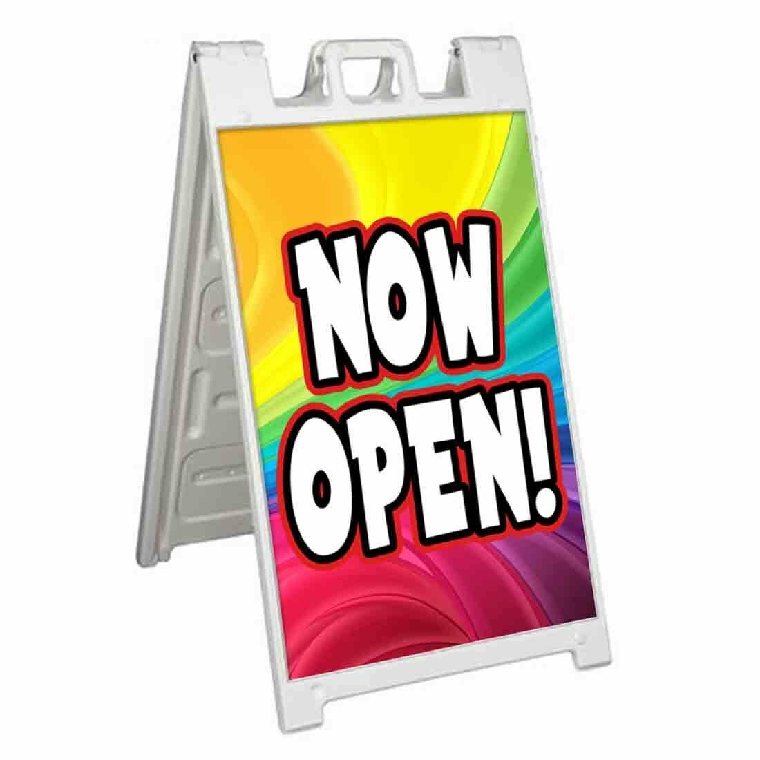NOW OPEN! Signicade 24x36 Aframe Sidewalk Sign Banner Decal NOW SERVING ...