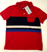 Cat &amp; Jack Boy&#39;s Red Striped Polo Shirt with Pocket XS (4-5) - £9.48 GBP