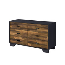 47" Walnut Black And Finish Manufactured Wood Six Drawer Double Dresser - $7,480.06 MXN