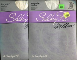 2 Pairs Vintage Unused Bill Blass PantyHose Silky Fit Size B White - £12.58 GBP