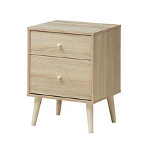 2-Drawer Nightstand Beside End Side Table with Rubber Legs-Natural - Color: Natu - £71.01 GBP