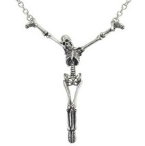 Alchemy Gothic Alter Orbis Necklace Large Crucified Hanging Skeleton P722 New - £30.26 GBP