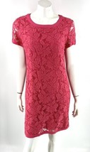 Donna Morgan Sheath Dress Size 12 Pink Allover Lace Back Zipper Lined Womens - £35.61 GBP