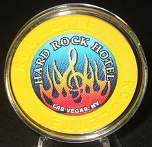 (1) Hard Rock Casino Roulette Chip - Yellow - Las Vegas, Nevada - Yellow Flames - $8.95