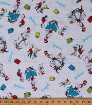 Cotton The Cat in the Hat Kids Dr. Seuss White Fabric Print by the Yard D679.65 - £10.38 GBP