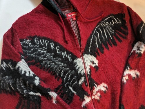 2016 Supreme Águila Capucha Cremallera Suéter de Manga Larga Hombre Moda Rojo M Item image 3