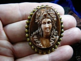 (cm83-1) Full Faced Woman Cameo Pin Pendant Jewelry Necklace Nic - $32.71