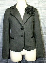 Women&#39;s Forever TwentyOne Gray &amp; Black 2 Button Cotton Blazer With Flowe... - £19.46 GBP