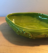 Vintage 70s Holland Mold green ornate trinket/candy dish with lid/cover image 2