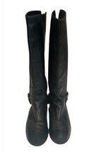 Vintage Tod’s Black Leather Winter Boots Knee High Italy Box M Buck Women sz 9 image 3