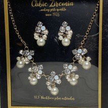 Women’s Cubic Zirconia “Making Girl’s Sparkle” Jewelry Necklace &amp; Earrings - £11.60 GBP