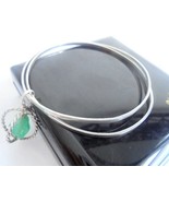 BRACELET in SILVER 800 with 2 rings and JADE pendant charm Original in g... - £30.67 GBP