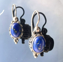 Vintage 925 Sterling Silver Suarti Bali L API S Lazuli Earrings - £28.56 GBP