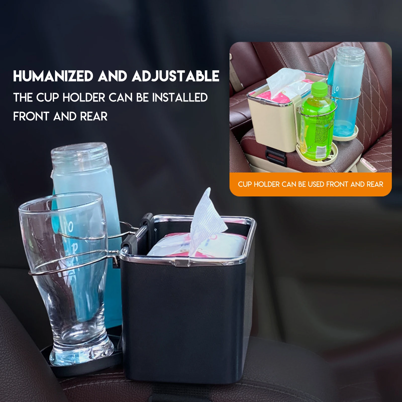 Car Interior Armrest Storage Box Water Cup Holder Multifunctional Car Seat - £18.23 GBP