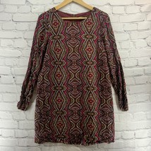 Prana Mini Dress Sz XS Rust Brown Red Print Long Sleeve - $24.74