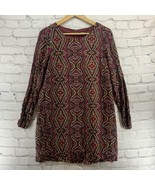 Prana Mini Dress Sz XS Rust Brown Red Print Long Sleeve - $24.74