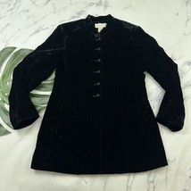 Casual Corner Womens Vintage 90s Velvet Jacket Size 8 Black Knot Buttons... - $34.64