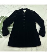 Casual Corner Womens Vintage 90s Velvet Jacket Size 8 Black Knot Buttons... - $47.37 CAD