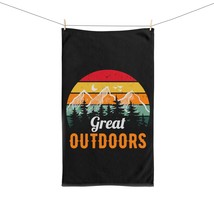 Custom Hand Towel: Retro Sunset and Mountains Great Outdoors - £14.30 GBP