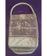 Bath &amp; Body Works Silver &amp; Cream Embroidered &amp; Beaded Tote Bag - £5.10 GBP
