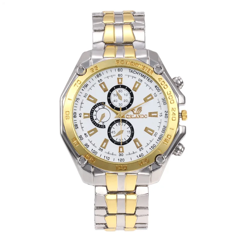 Men Watches Quartz Silver-gold Stainless Steel Wristwatch Male Clock Cla... - $16.02
