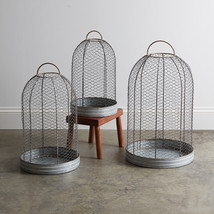 Set of 3 Wire mesh Cloches with Metal Bases - £140.74 GBP