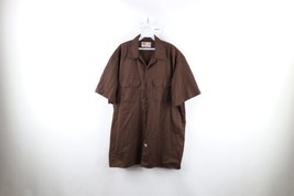 Vintage Dickies Mens XL Faded Spell Out Short Sleeve Mechanic Button Shirt Brown - £35.01 GBP