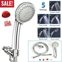 High Pressure Shower Head Handheld 5 Function Massage Spa with 5ft Steel... - £33.30 GBP