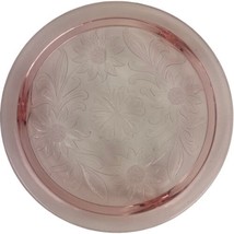 Vintage Jeanette Sunflower Pink Depression Glass Cake Plate 3 Footed 10&quot; U30 - £11.69 GBP