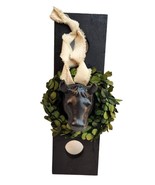 Black Rustic Decorative Cow Head Wall Hanging With Greenery Wreath &amp; Dis... - $36.45