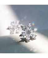 Wind Earrings Simple Snowflake Flower Rhinestone-Embedded Zircon Earring... - £7.85 GBP