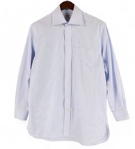 Ben Silver Charleston Dress Shirt Mens 16 X 32 Blue White Stripes Cotton - $33.41