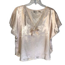 Charming Heart Print Satin Bow Lingerie Set Top & Short -White/Black Heart -Sz L image 2