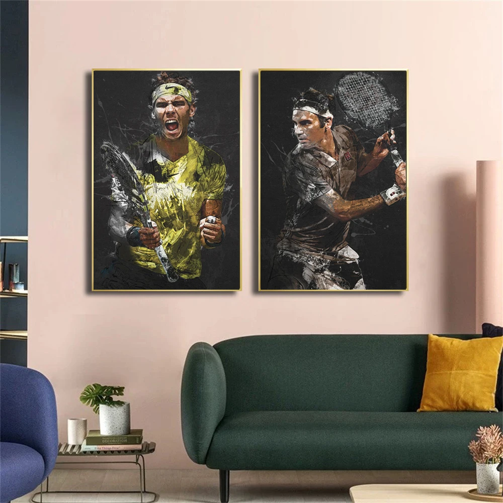 Sporting Roger Federer, Rafael Nadal, Novak Djokovic Poster and Prints Tennis Ar - £23.90 GBP