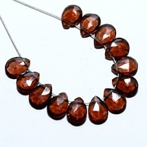 Natural Red Garnet Faceted Pear 13 pcs Beads Loose Gemstone 10.90cts Size 7x5mm - £11.81 GBP